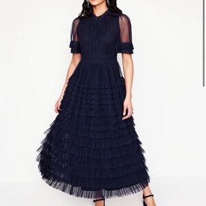 Boden Navy Tiered Ruffle Tulle Dress